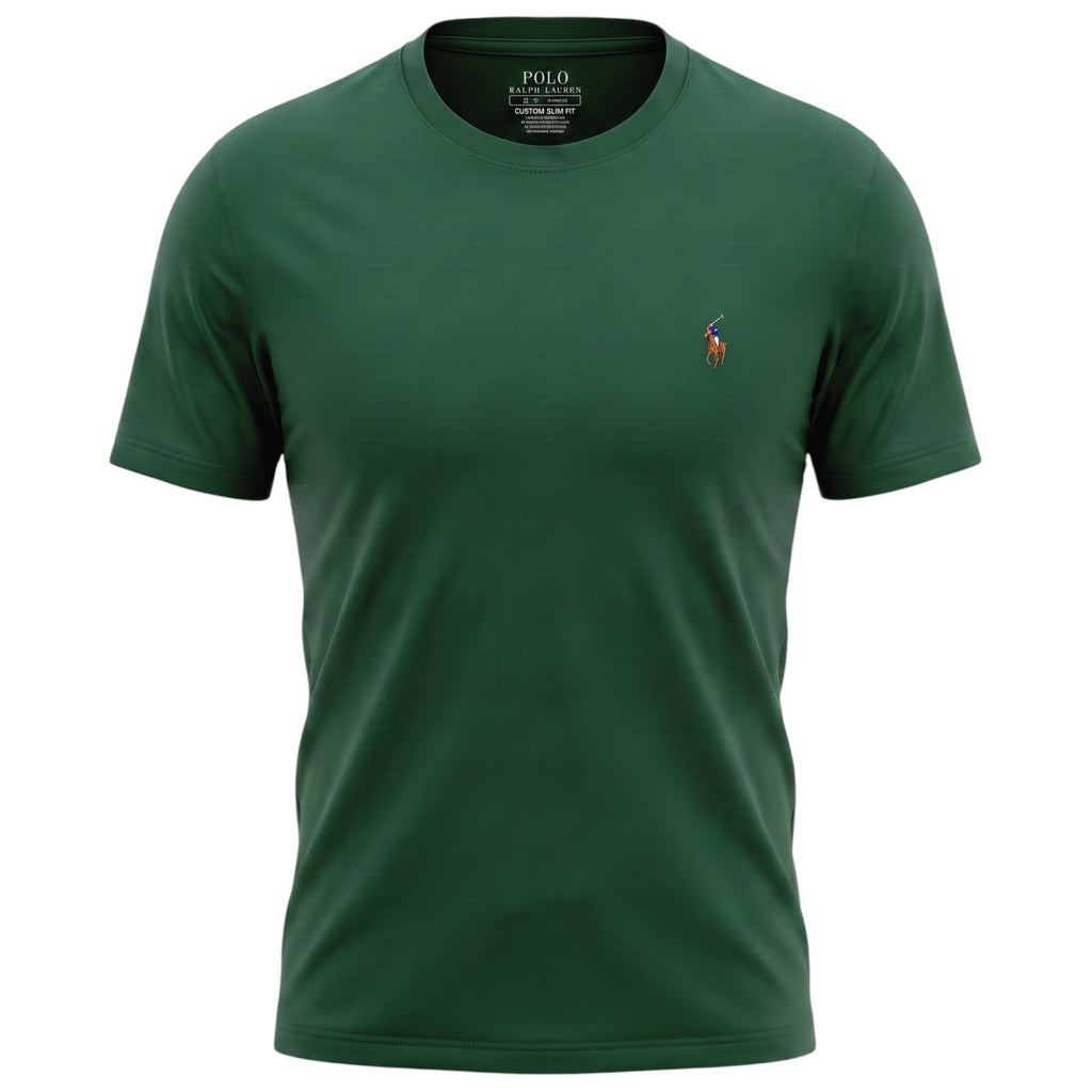 Camiseta Básica Masculina Supima Siliconada Ralph Lauren Verde Pony Colorido