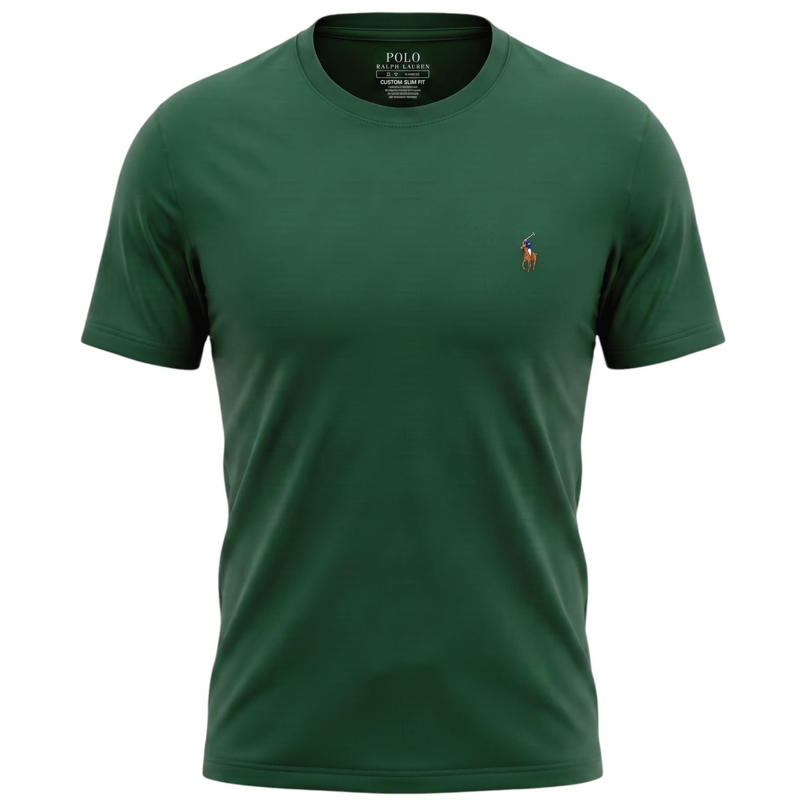 Camiseta Básica Masculina Supima Siliconada Ralph Lauren Verde Pony Colorido