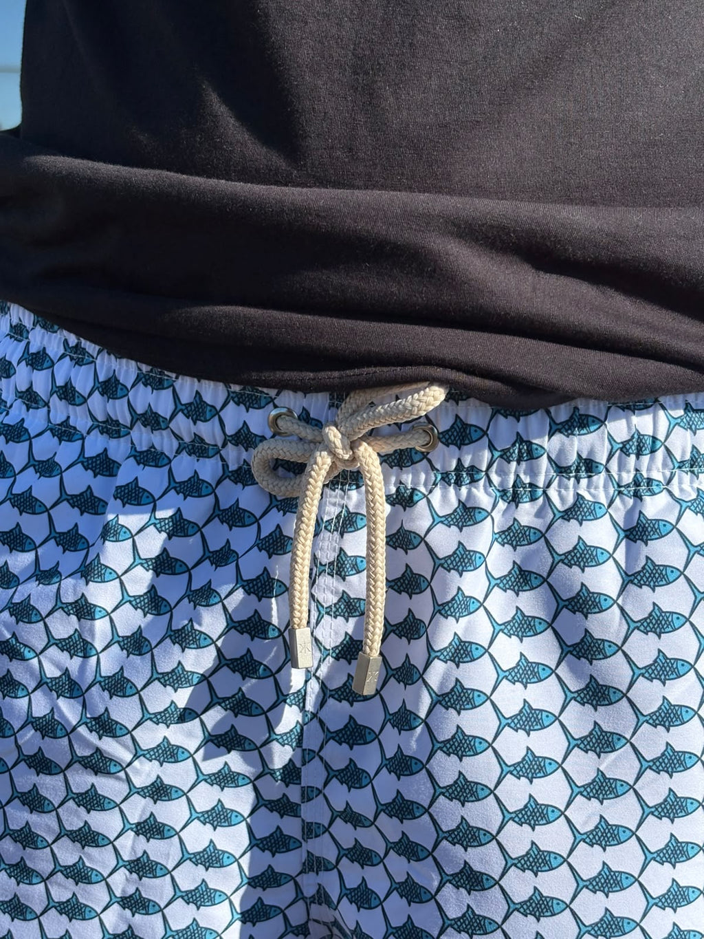Shorts Praia Masculino Khotz Estampa Espinha de Peixe com Ponteiras em Metal