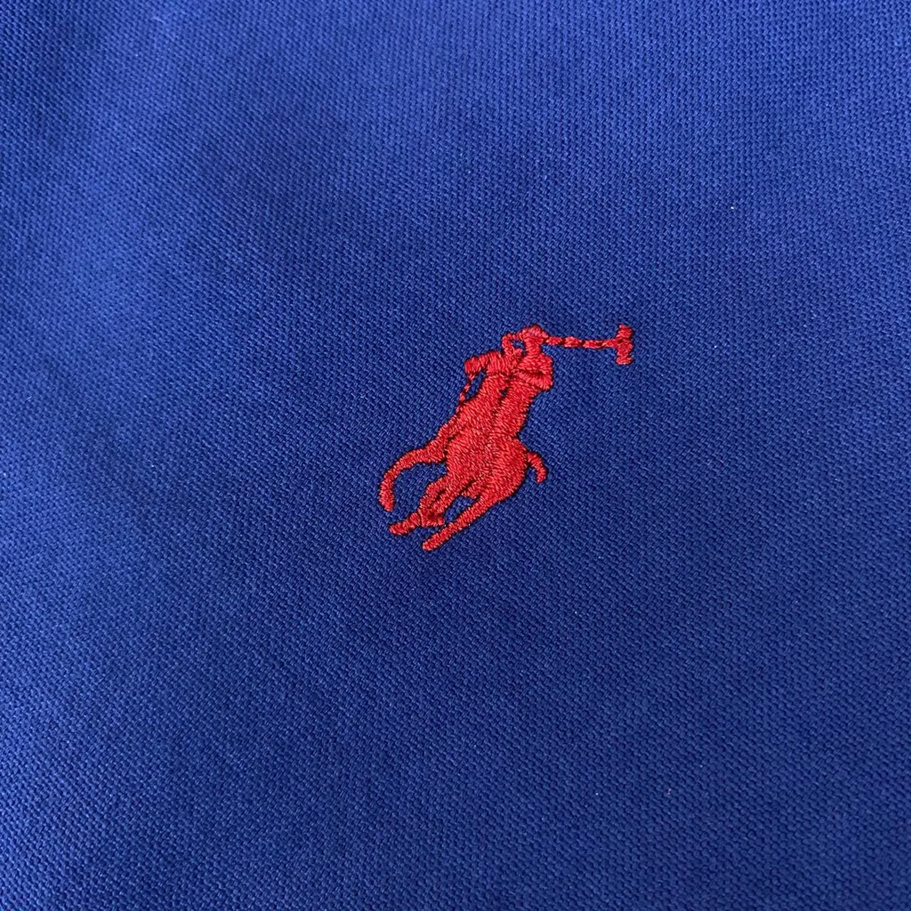 Camisa Ralph Lauren Masculina Oxford Tinturado Marinho Pony Vermelho