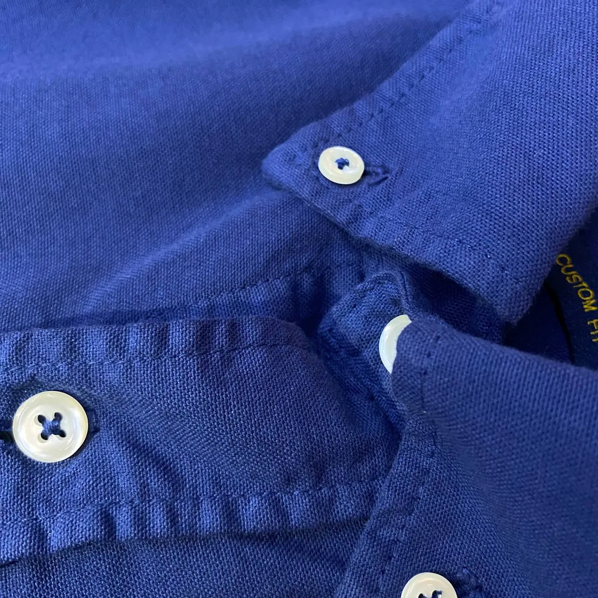 Camisa Ralph Lauren Masculina Oxford Tinturado Marinho Pony Vermelho