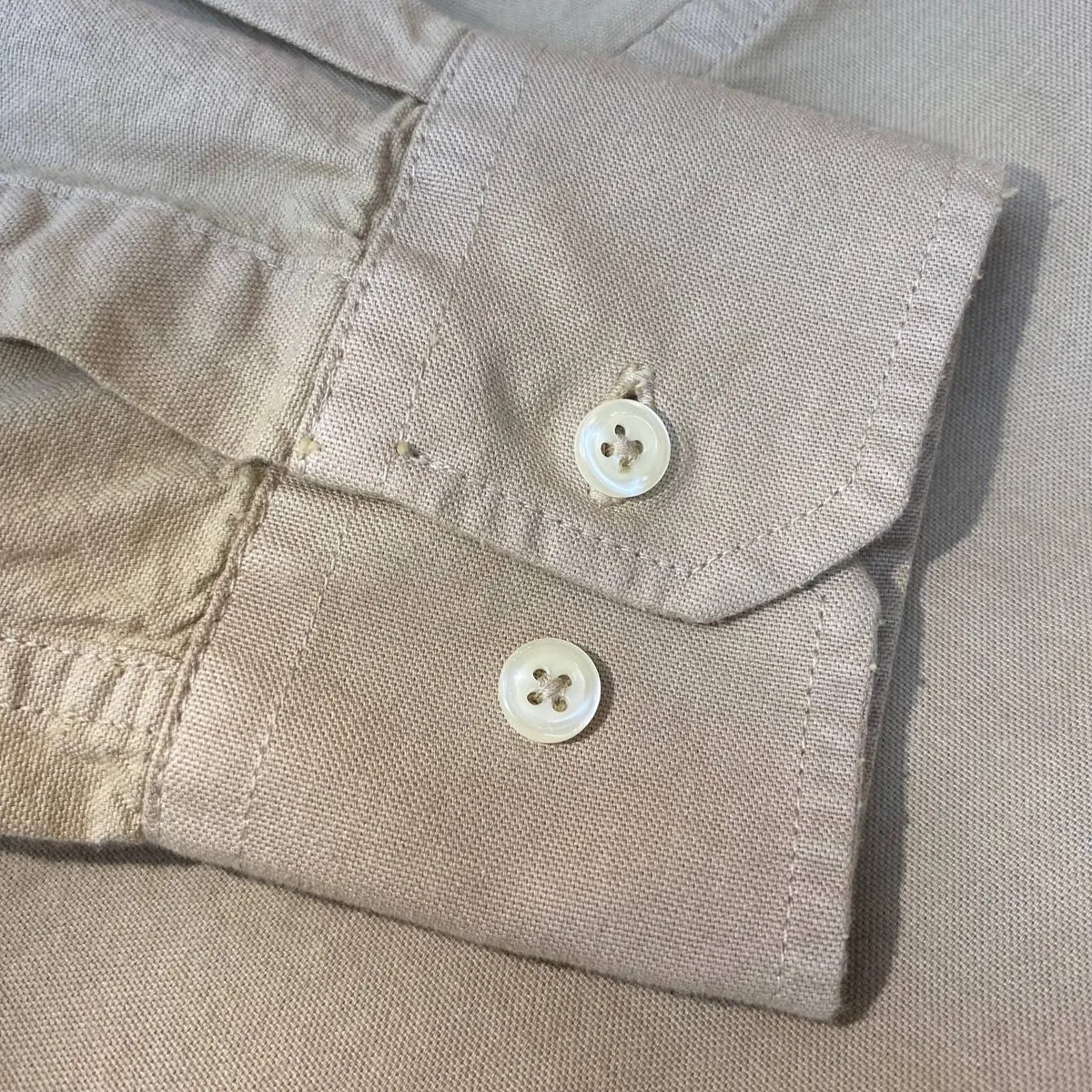 Camisa Ralph Lauren Masculina Oxford Tinturado Areia Pony Marinho