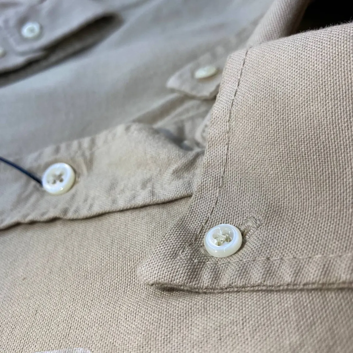 Camisa Ralph Lauren Masculina Oxford Tinturado Areia Pony Marinho