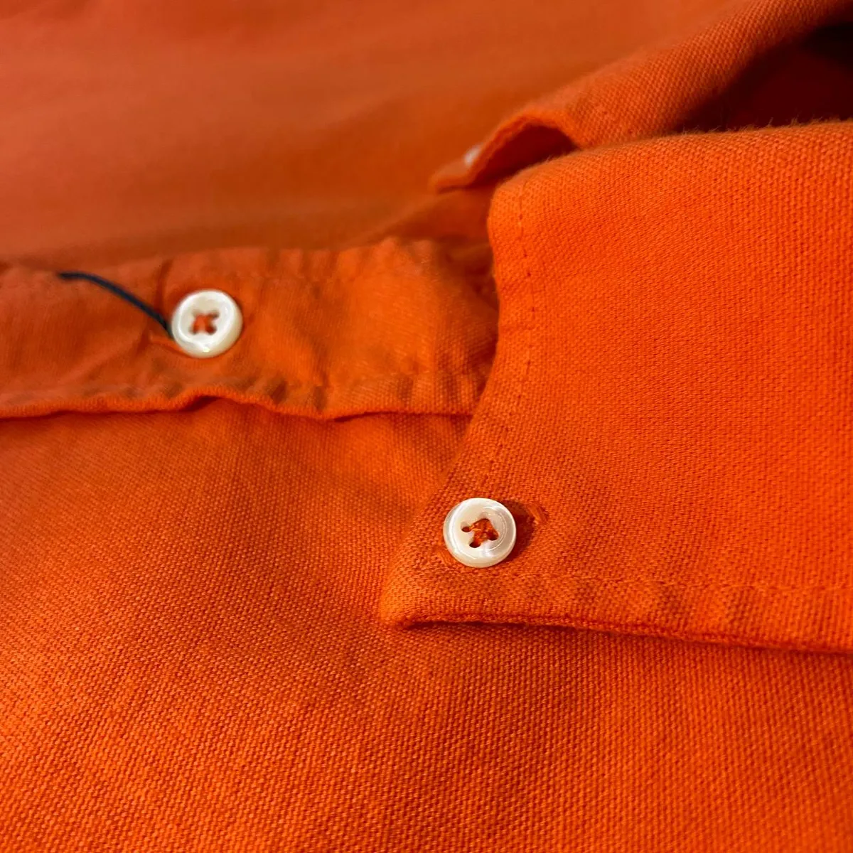 Camisa Ralph Lauren Masculina Oxford Tinturado Laranja Pony Marinho