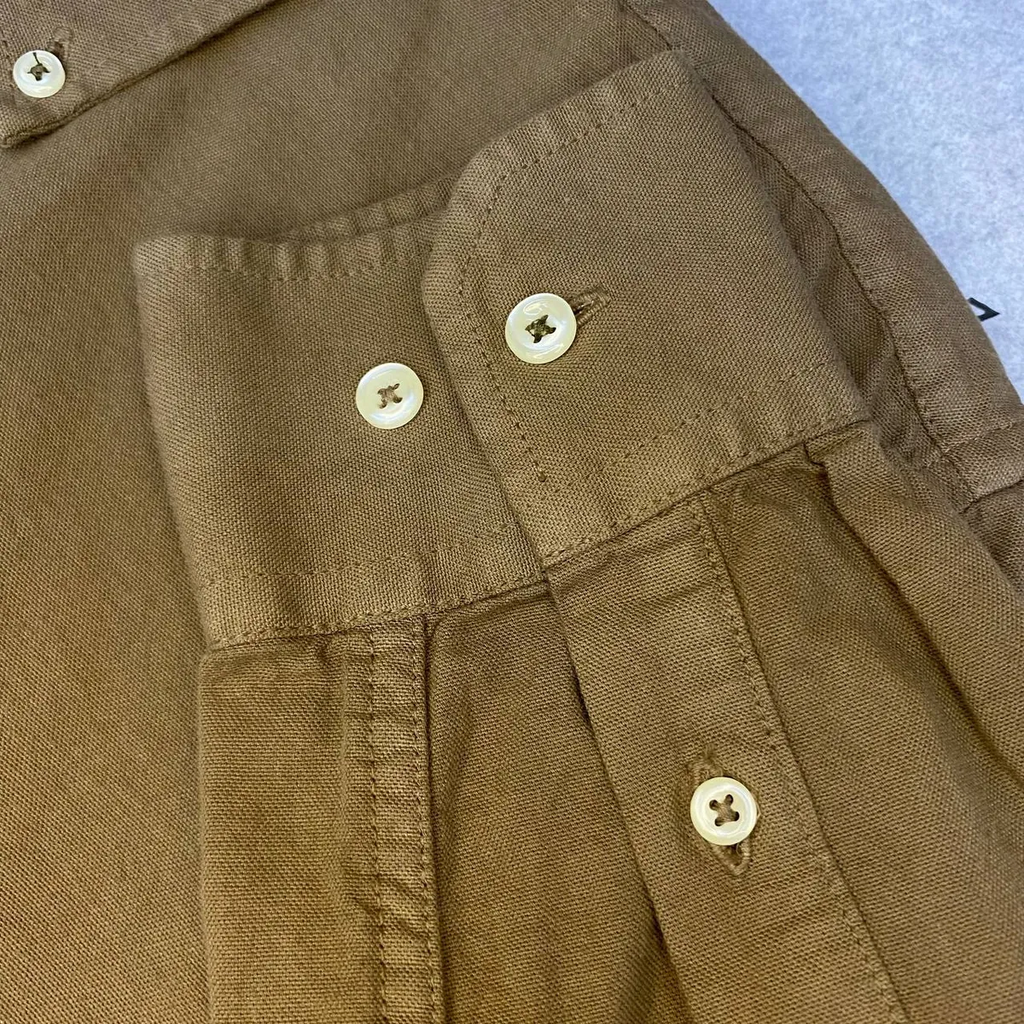 Camisa Ralph Lauren Masculina Oxford Tinturado Verde Exército Pony Dourado