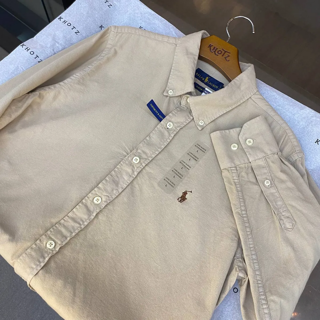 Camisa Ralph Lauren Masculina Oxford Tinturado Café Pony Chocolate