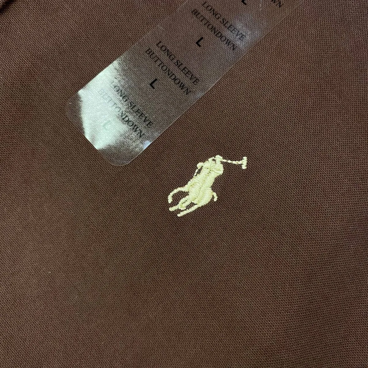 Camisa Ralph Lauren Masculina Oxford Tinturado Marrom Caramelo Pony Creme