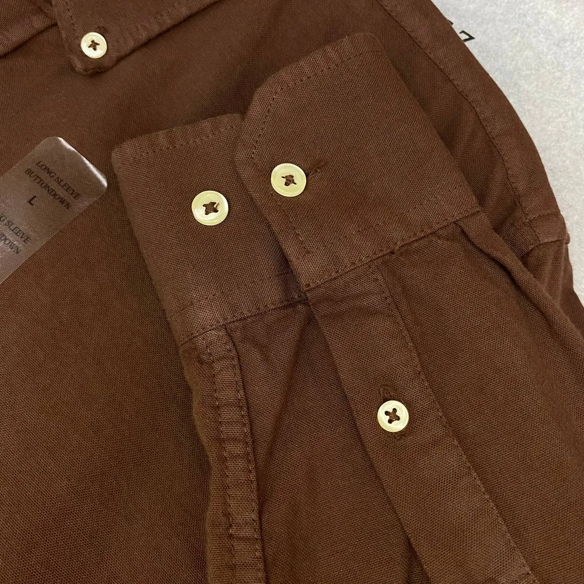 Camisa Ralph Lauren Masculina Oxford Tinturado Marrom Caramelo Pony Creme