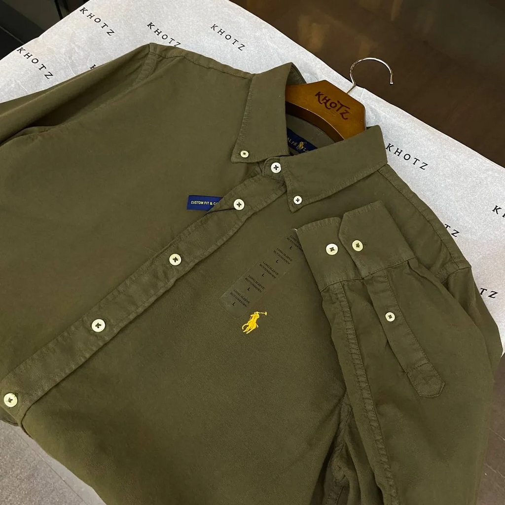 Camisa Ralph Lauren Masculina Oxford Tinturado Verde Sevilha Pony Esmeralda