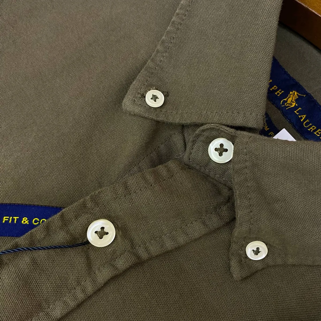 Camisa Ralph Lauren Masculina Oxford Tinturado Verde Sevilha Pony Esmeralda