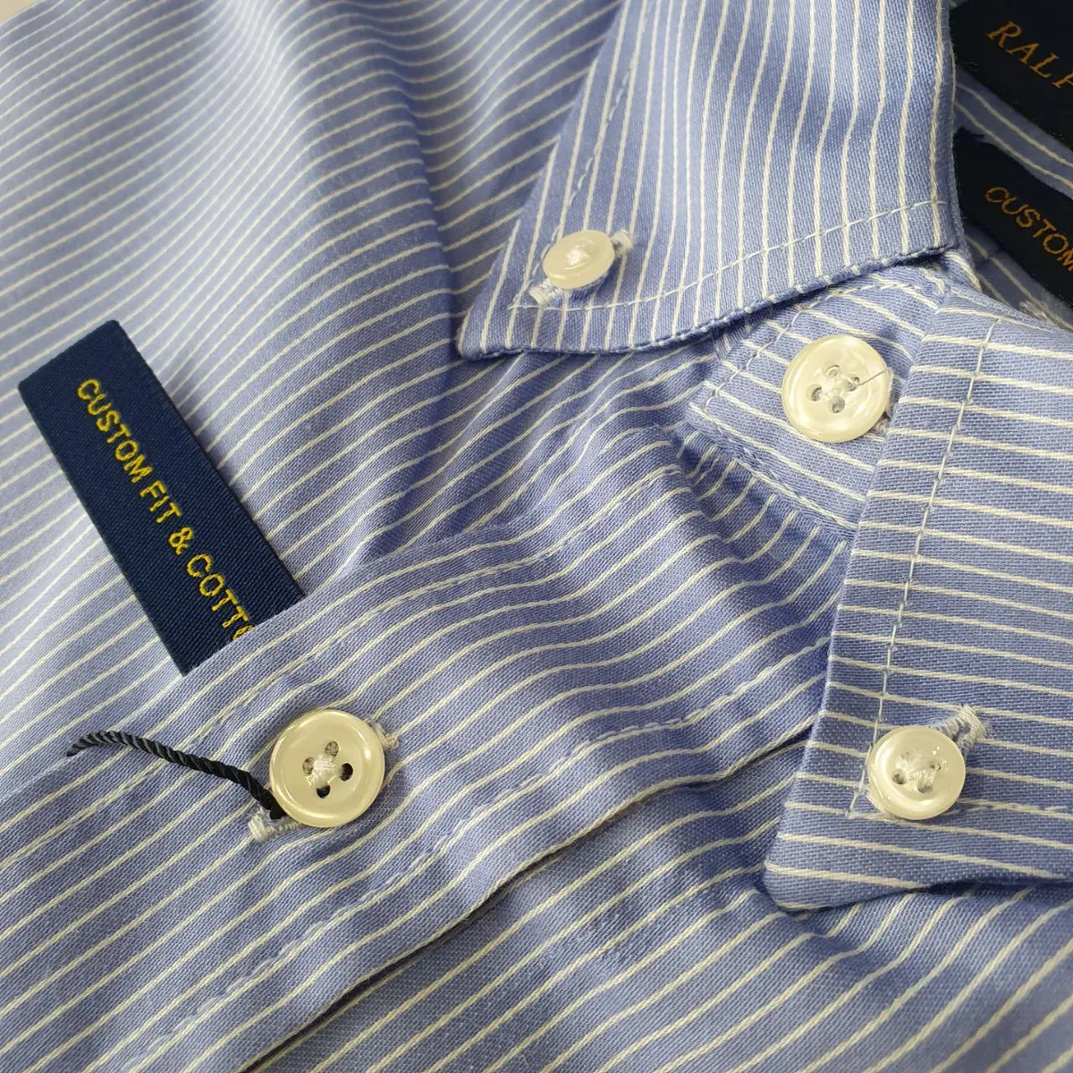 Camisa Ralph Lauren Masculina Azul Listras Executiva Pony Rosa