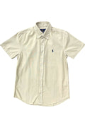 Camisa Ralph Lauren Masculina Oxford Manga Curta Palha Pony Marinho