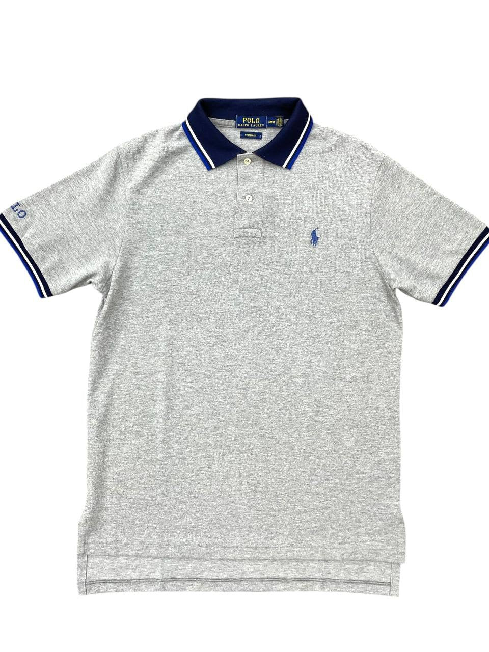 Polo Ralph Lauren Masculina Cinza Detalhado Pony Azul