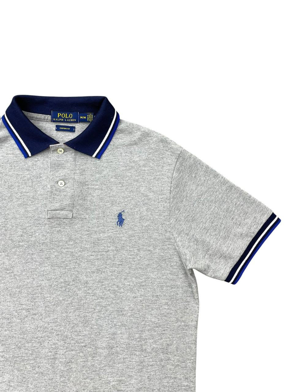 Polo Ralph Lauren Masculina Cinza Detalhado Pony Azul