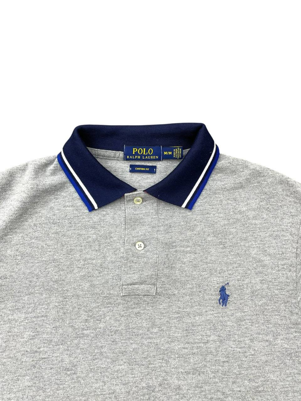 Polo Ralph Lauren Masculina Cinza Detalhado Pony Azul