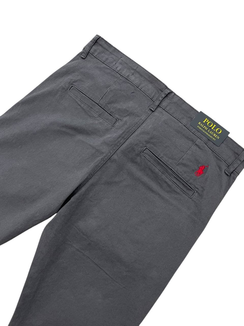 Calça Sarja Ralph Lauren Masculina Clássica Americana – Chumbo com Pony Vermelho