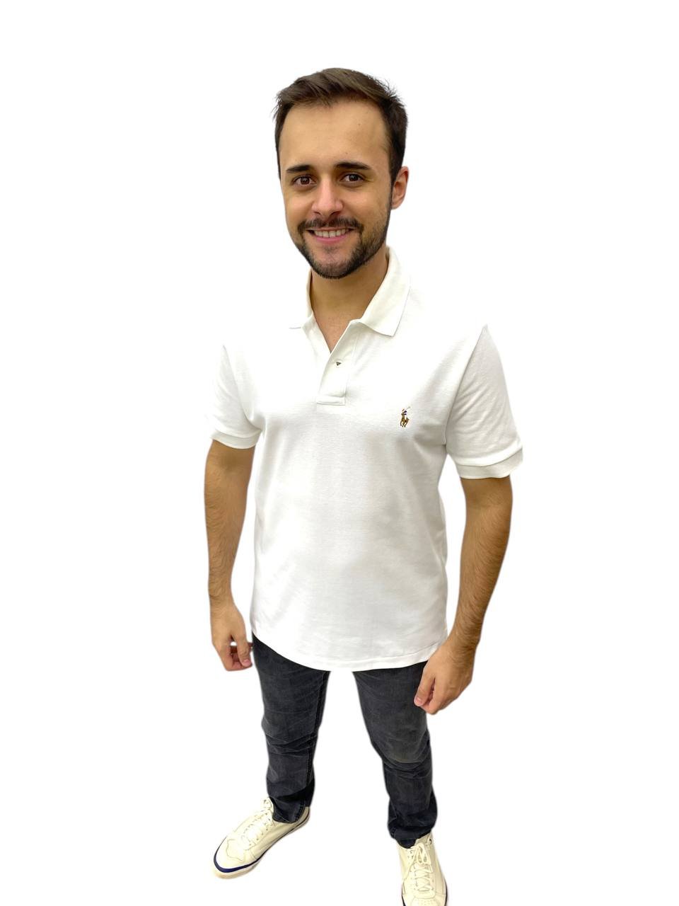 Polo Ralph Lauren Masculina Branca Pony Colorido