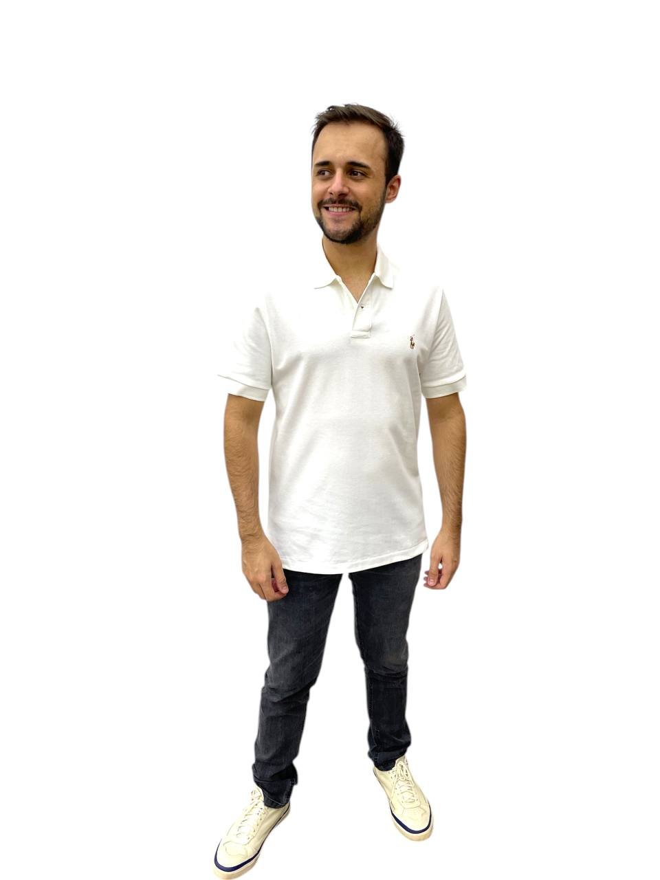 Polo Ralph Lauren Masculina Branca Pony Colorido