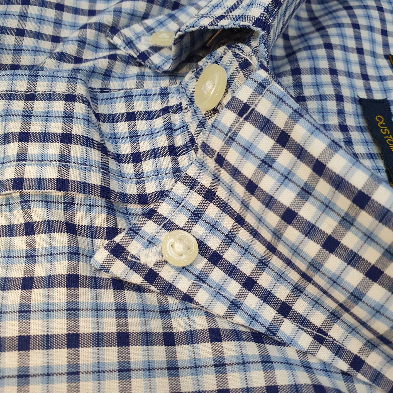 Camisa Ralph Lauren Masculina Micro Xadrez Azul Celeste Pony Preto