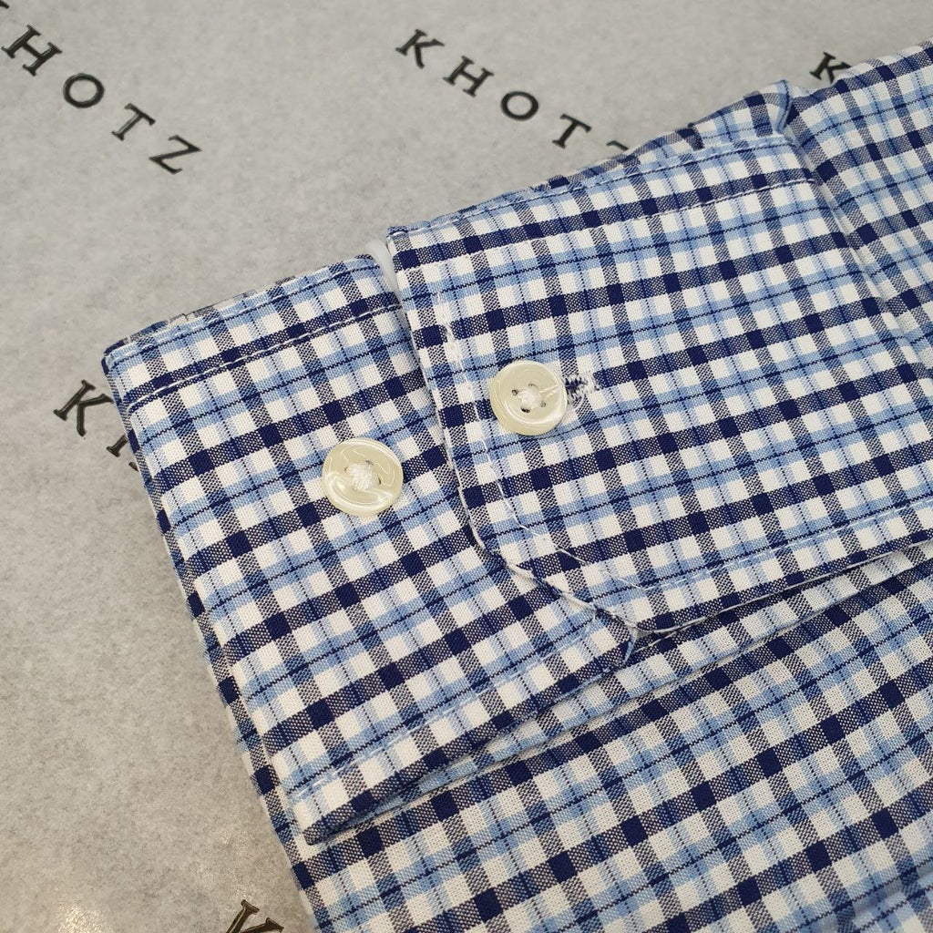 Camisa Ralph Lauren Masculina Micro Xadrez Azul Celeste Pony Preto