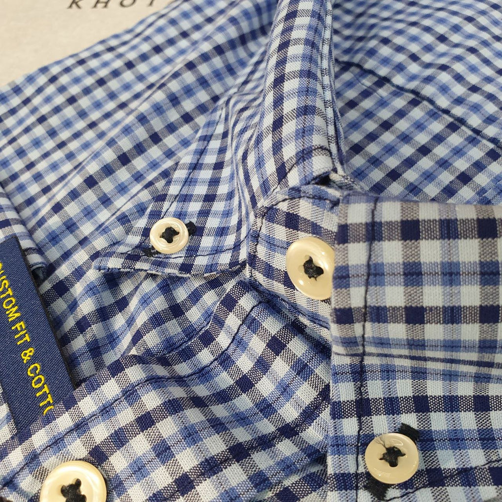 Camisa Ralph Lauren Masculina Micro Xadrez Azul Naval Pony Preto