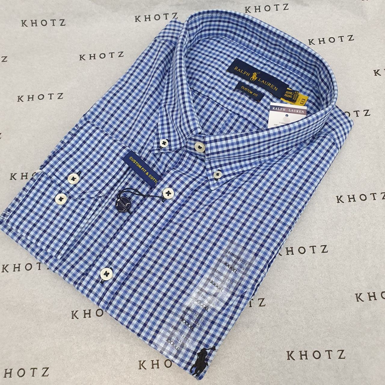 Camisa Ralph Lauren Masculina Micro Xadrez Azul Naval Pony Preto