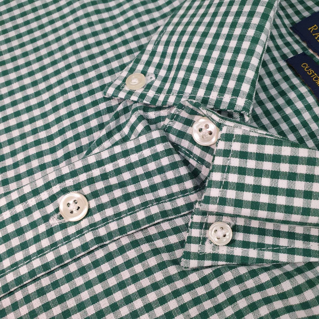 Camisa Ralph Lauren Masculina Micro Xadrez Verde Pony Vermelho