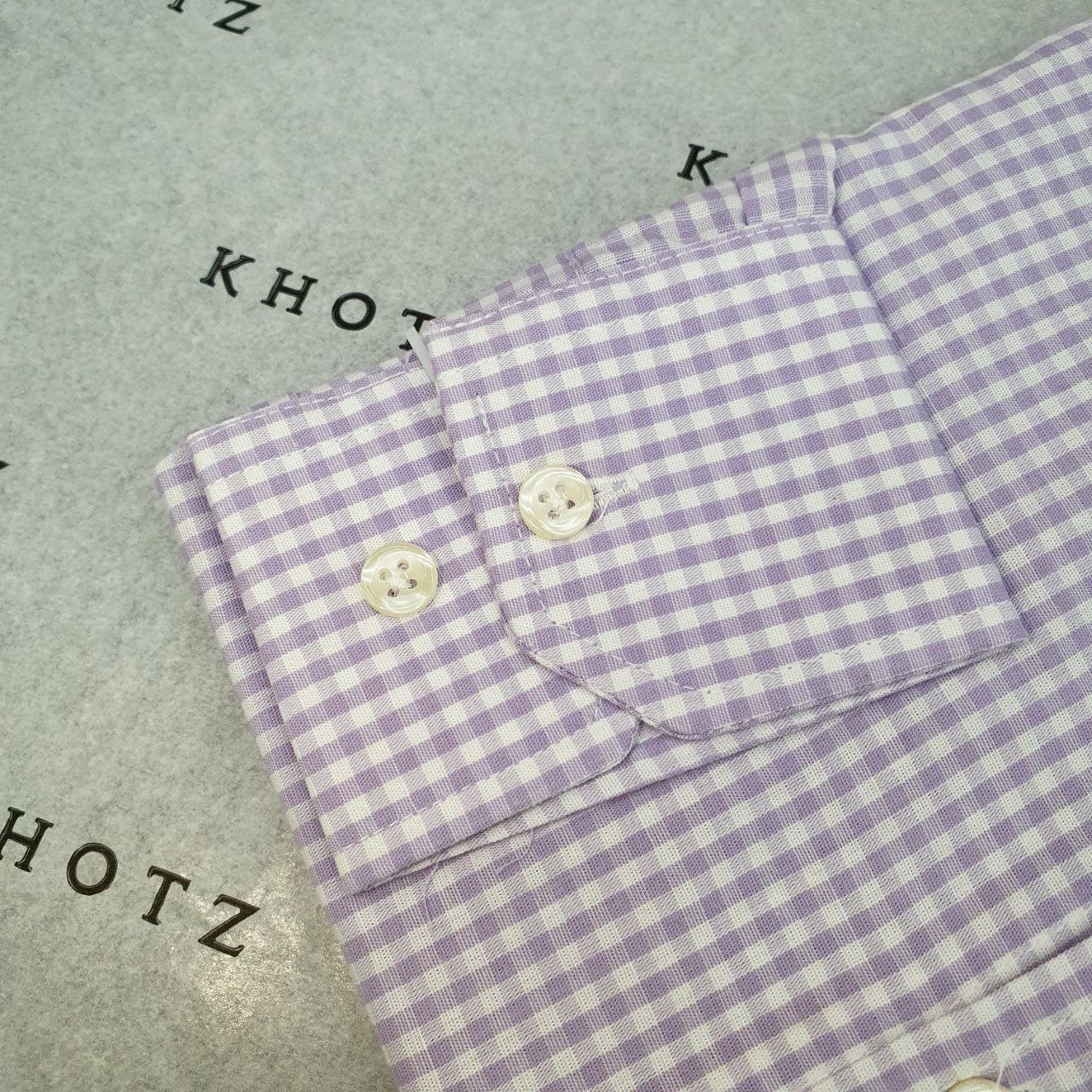 Camisa Ralph Lauren Masculina Micro Xadrez Lavanda Pony Lilás