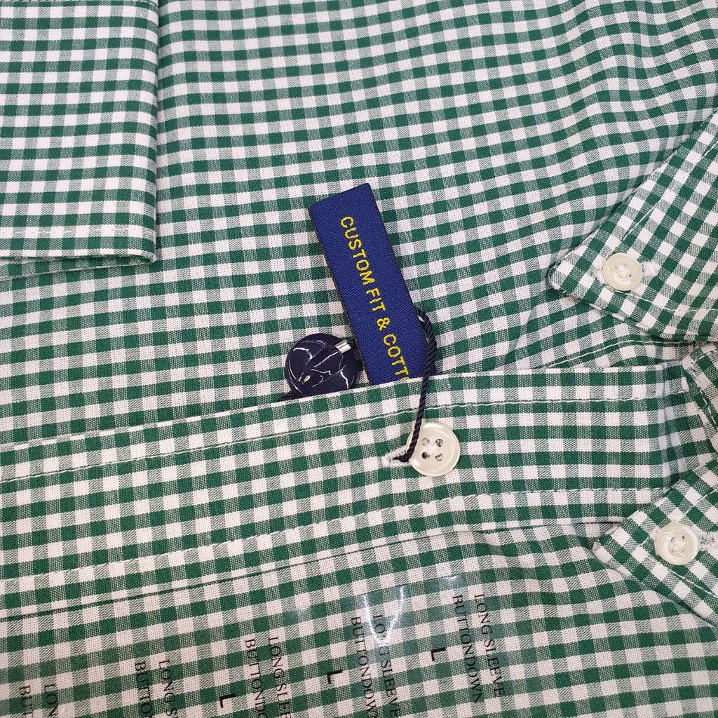 Camisa Ralph Lauren Masculina Micro Xadrez Verde Pony Roxo