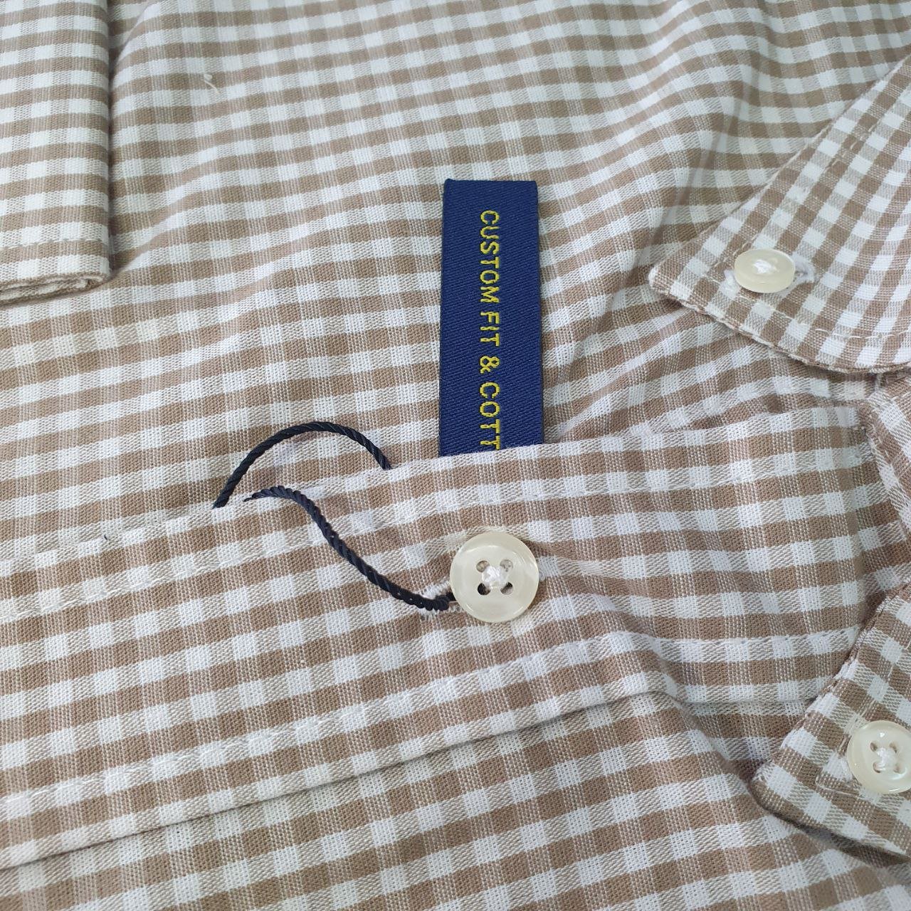 Camisa Ralph Lauren Masculina Micro Xadrez Palha Pony Ouro