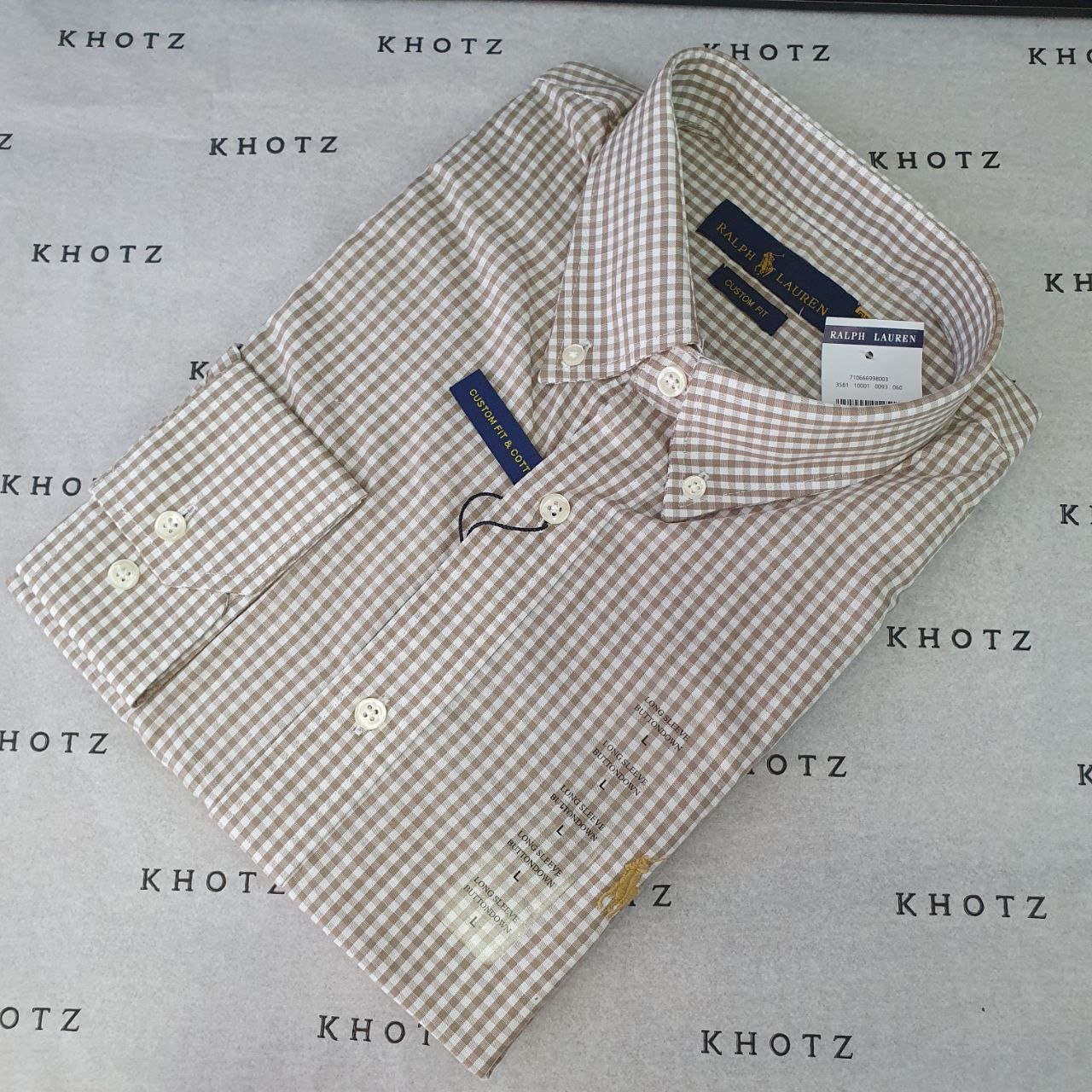 Camisa Ralph Lauren Masculina Micro Xadrez Palha Pony Ouro