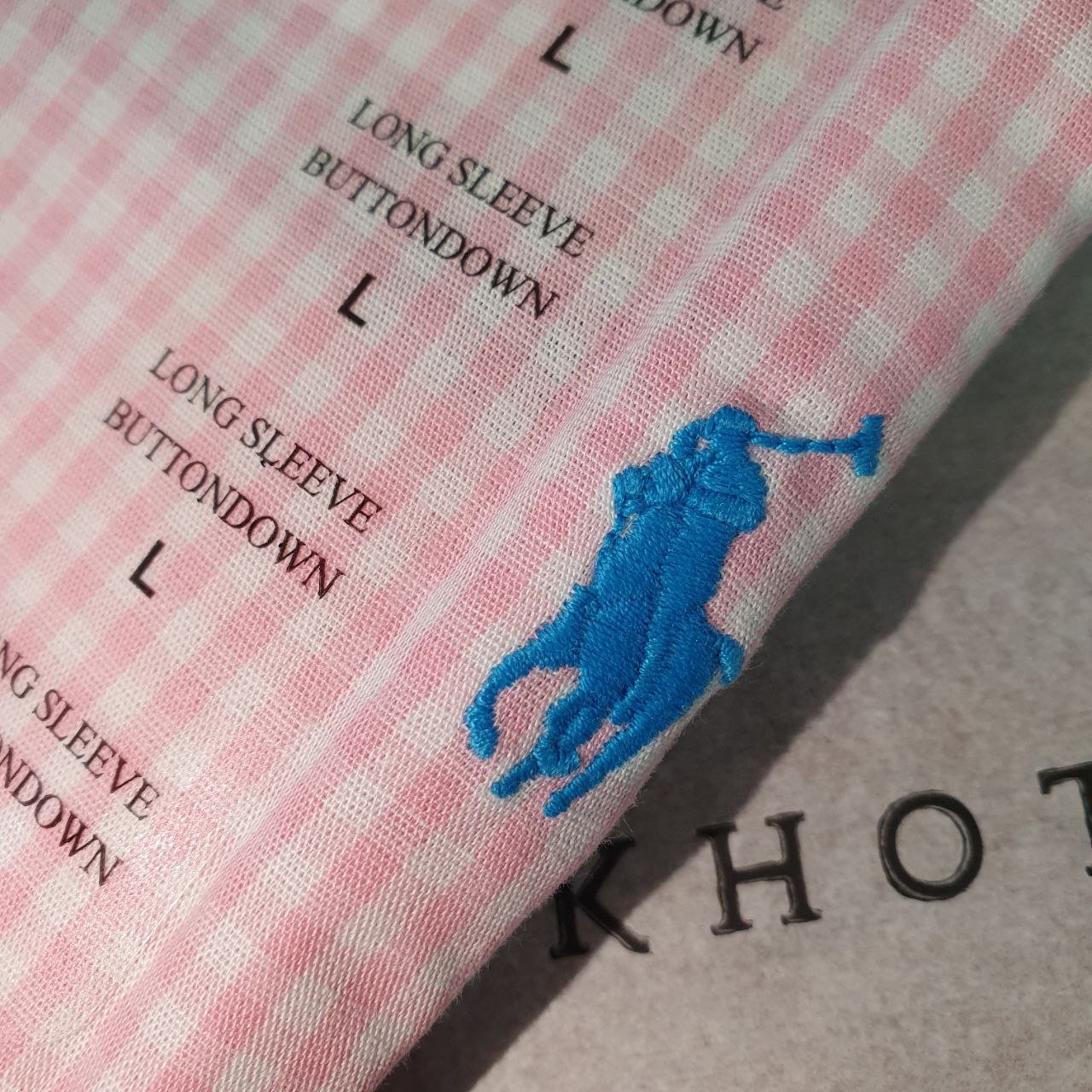 Camisa Ralph Lauren Masculina Micro Xadrez Rosa Pony Azul Bebê