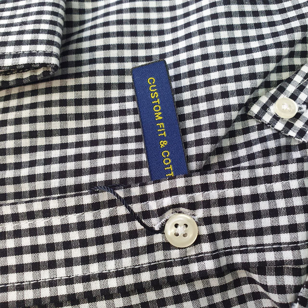 Camisa Ralph Lauren Masculina Micro Xadrez Preto Pony Amarelo