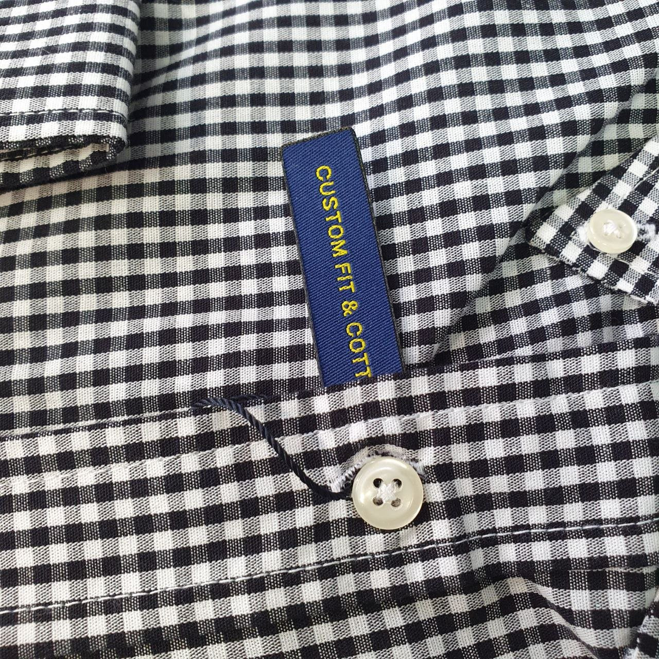 Camisa Ralph Lauren Masculina Micro Xadrez Preto Pony Amarelo