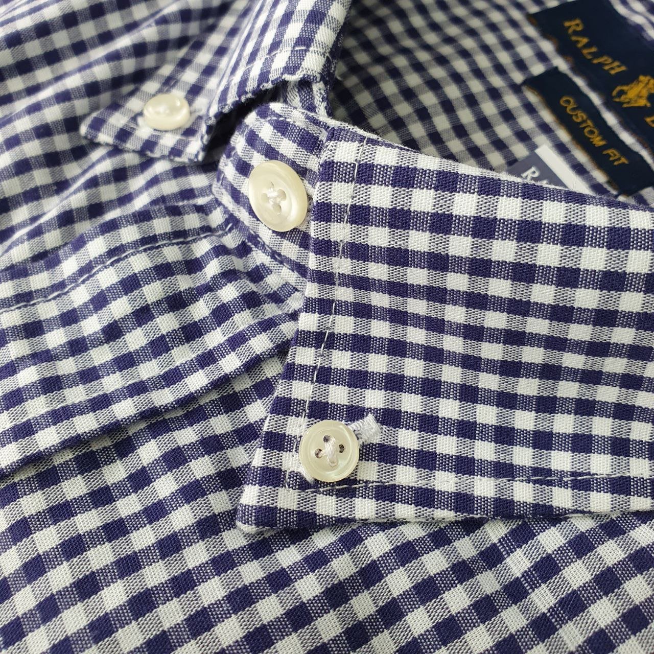 Camisa Ralph Lauren Masculina Micro Xadrez Azul Petróleo Pony Vermelho