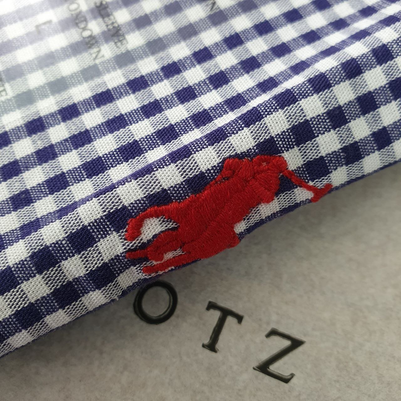 Camisa Ralph Lauren Masculina Micro Xadrez Azul Petróleo Pony Vermelho