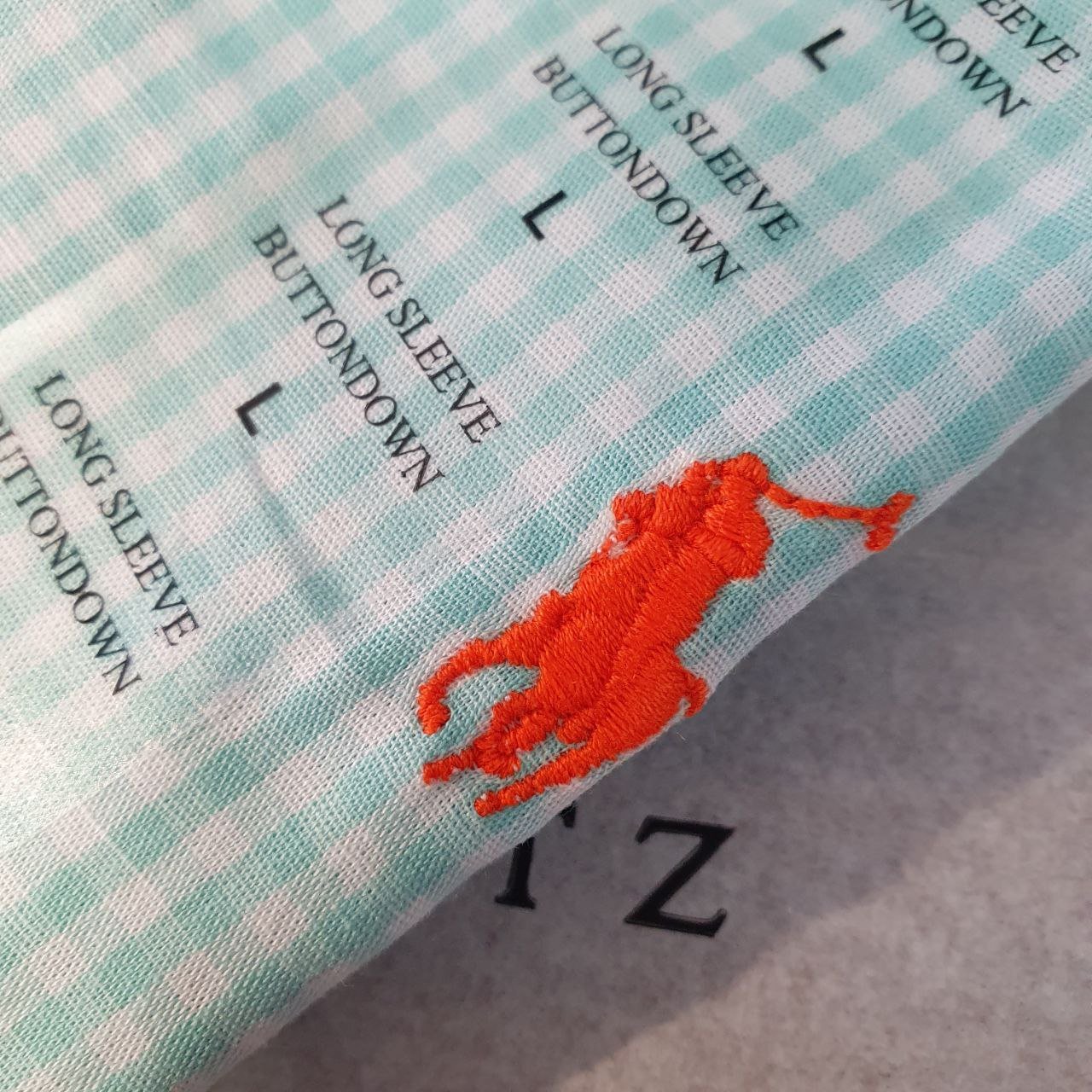 Camisa Ralph Lauren Masculina Micro Xadrez Verde Água Pony Laranja