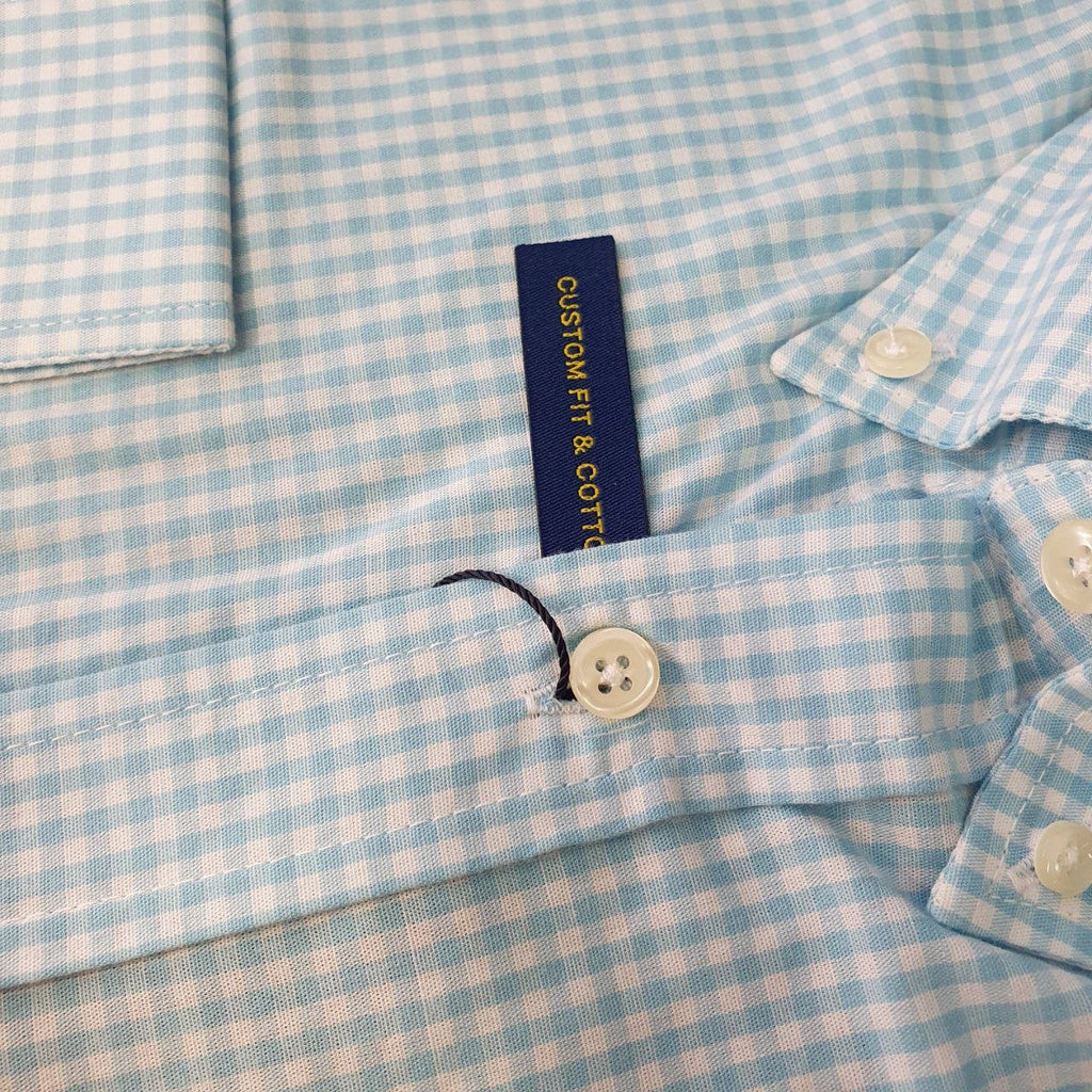 Camisa Ralph Lauren Masculina Micro Xadrez Azul Bebê Pony Amarelo