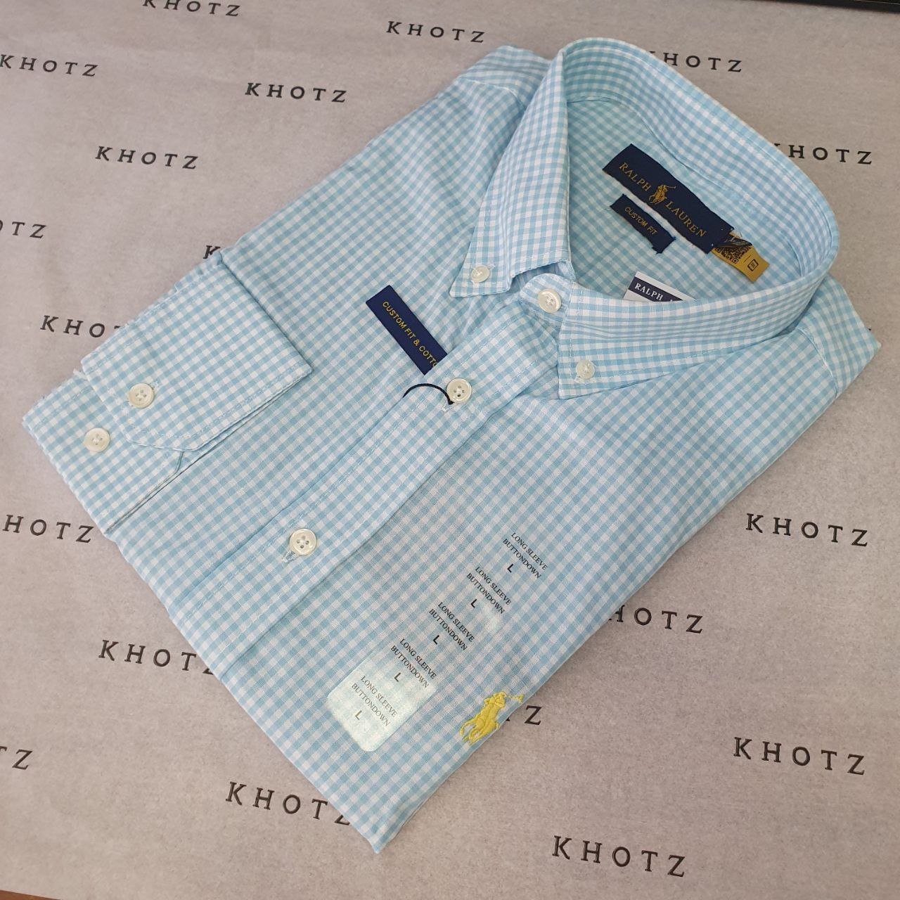 Camisa Ralph Lauren Masculina Micro Xadrez Azul Bebê Pony Amarelo