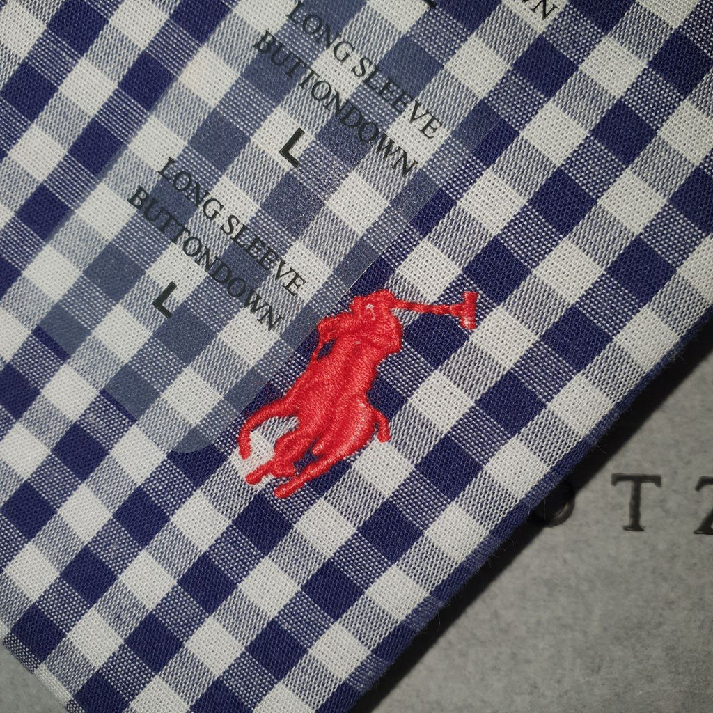 Camisa Ralph Lauren Masculina Xadrez Azul Pony Vermelho