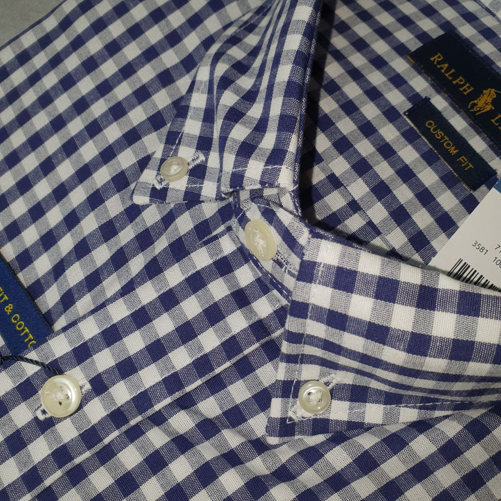 Camisa Ralph Lauren Masculina Xadrez Azul Pony Vermelho
