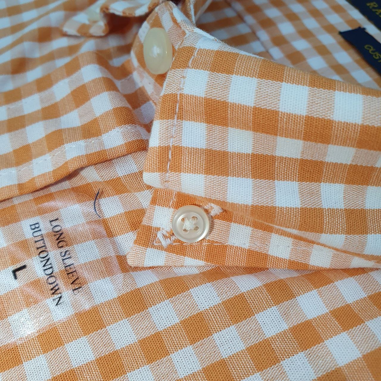 Camisa Ralph Lauren Masculina Xadrez Laranja Pony Roxo
