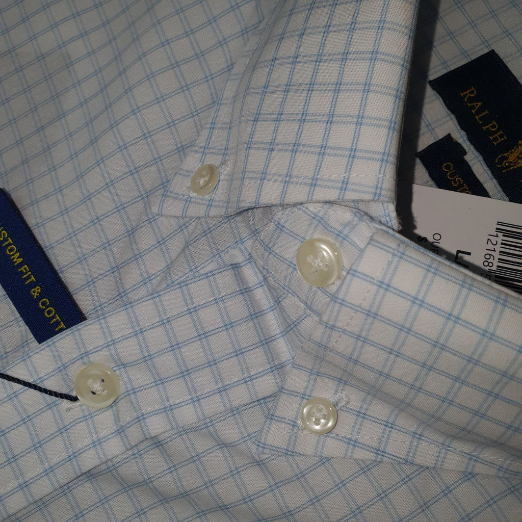 Camisa Ralph Lauren Masculina Xadrez Europeu Pony Azul Celeste