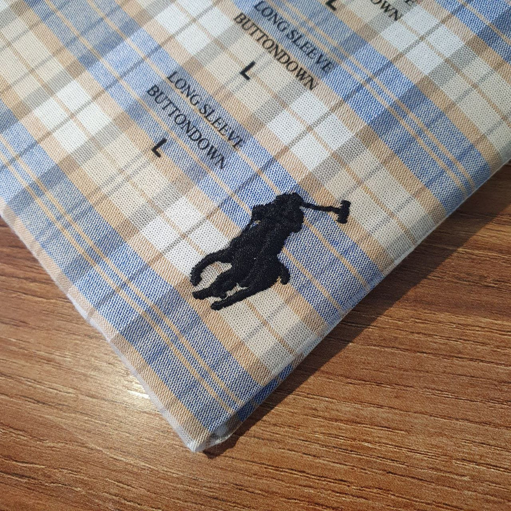 Camisa Ralph Lauren Masculina Xadrez Espaçado Caramelo Pony Preto