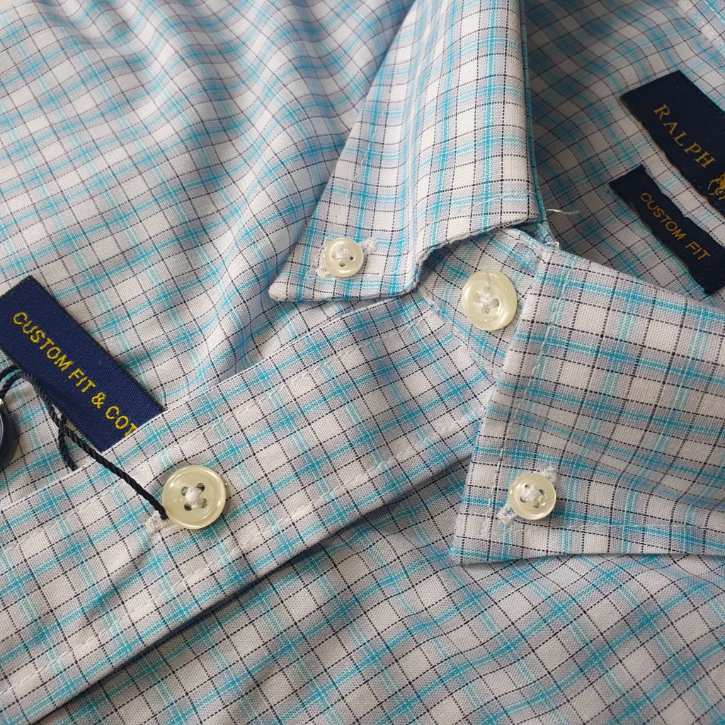 Camisa Ralph Lauren Masculina Xadrez Europeu Azul Bebê Pony Amarelo
