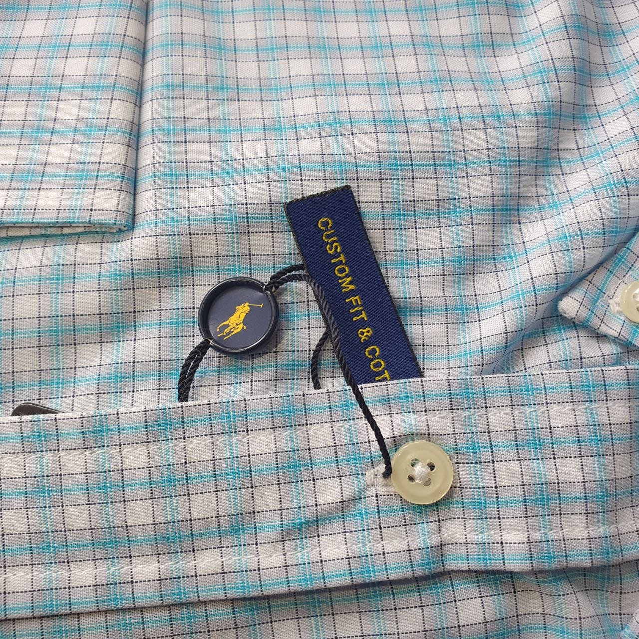 Camisa Ralph Lauren Masculina Xadrez Europeu Azul Bebê Pony Amarelo