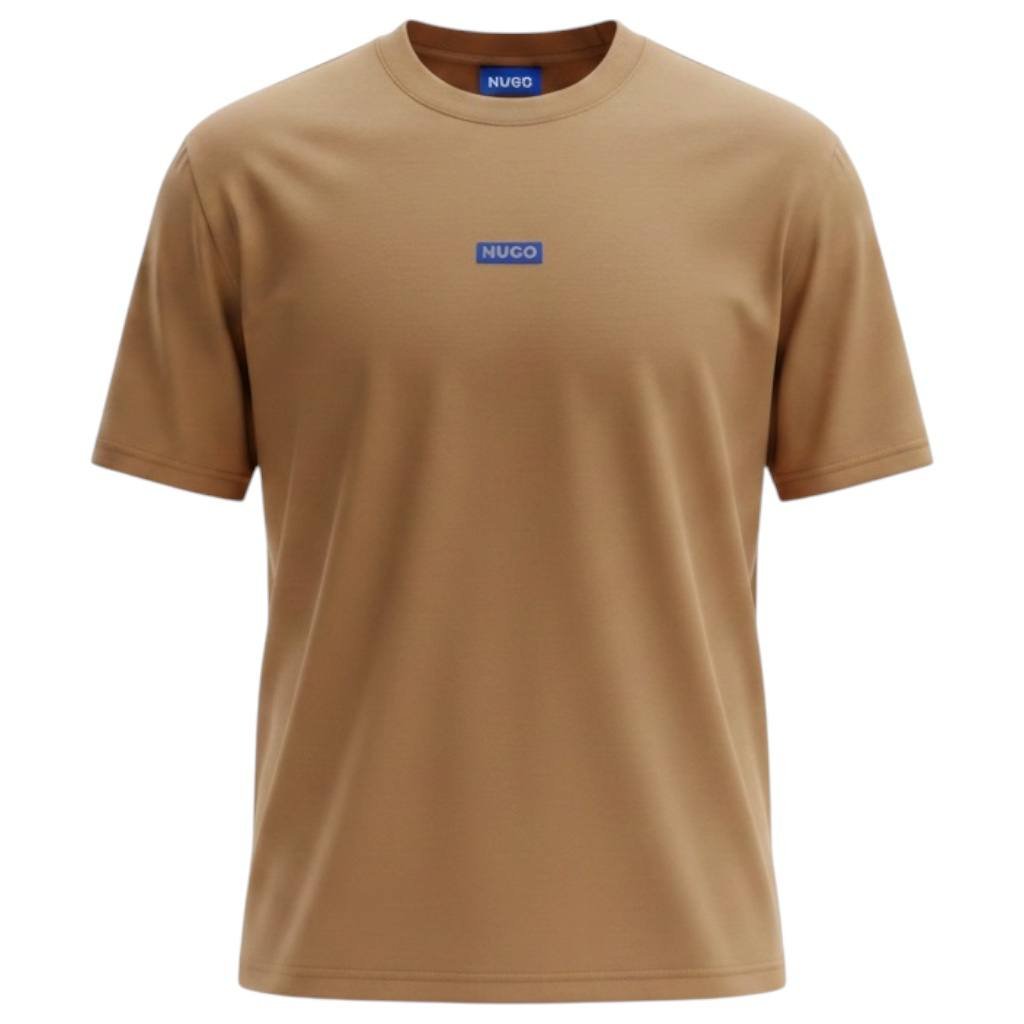 Camiseta Básica Hugo Boss Masculina Marrom Logo Azul