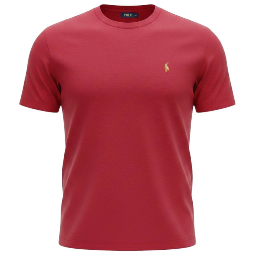 Camiseta Básica Ralph Lauren Masculina Bordô Pony Colorido