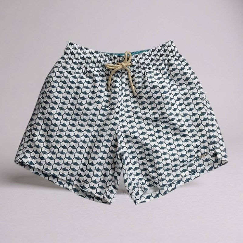 Shorts Praia Masculino Khotz Estampa Espinha de Peixe com Ponteiras em Metal