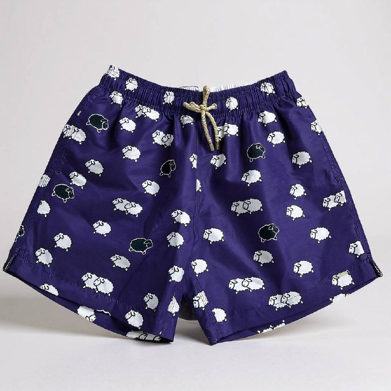 Shorts Praia Masculino Khotz Estampa Oveja Púrpura com Ponteiras em Metal